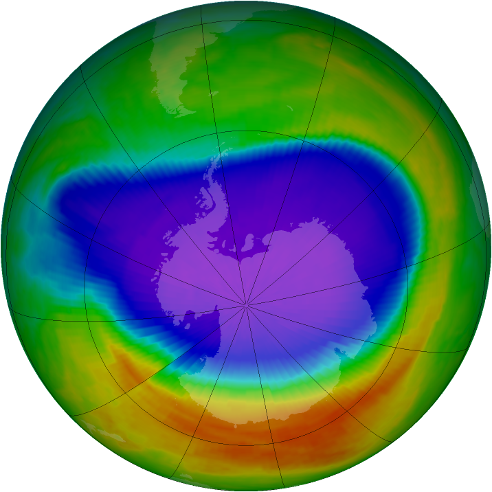 Antarctic ozone map for 03 October 2000